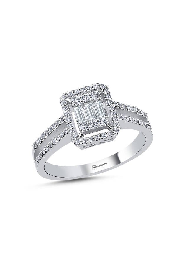 0.42 Karat Pırlanta Baget Yüzük - 1