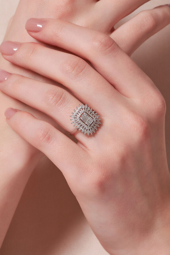 0.46 Karat Pırlanta Baget Yüzük - 2