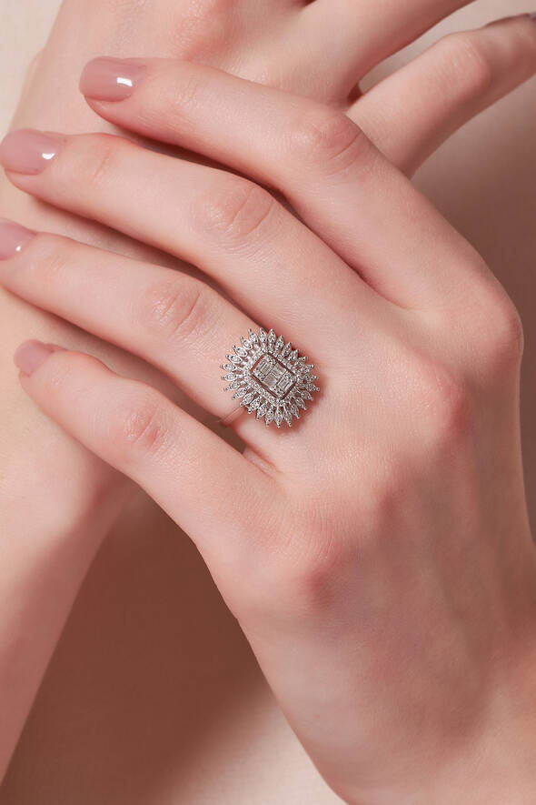 0.46 Karat Pırlanta Baget Yüzük - 2