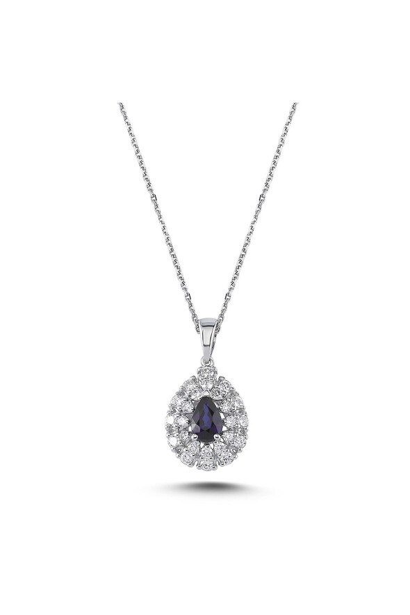 0.46 Karat Pırlanta Safir Kolye - 1