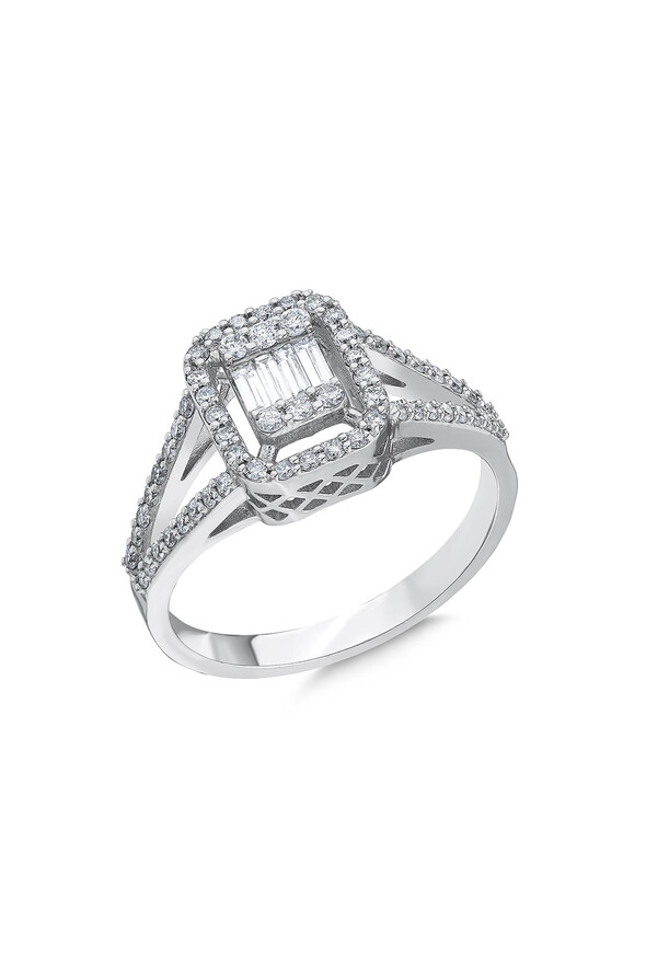 0.49 Karat Pırlanta Baget Yüzük - 2