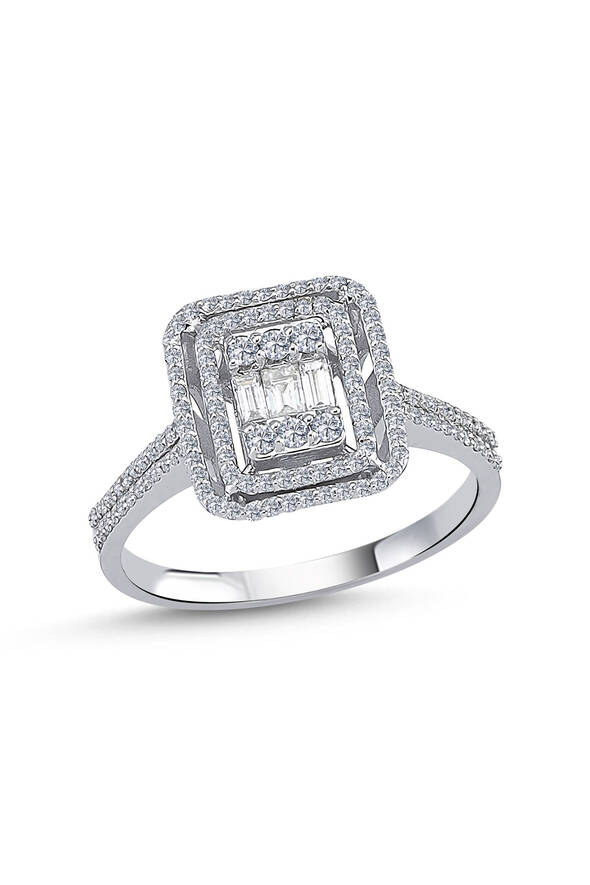 0.54 Karat Pırlanta Baget Yüzük - 1