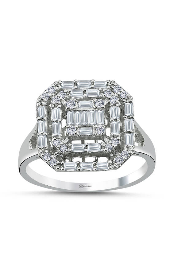 0.54 Karat Pırlanta Baget Yüzük - 1