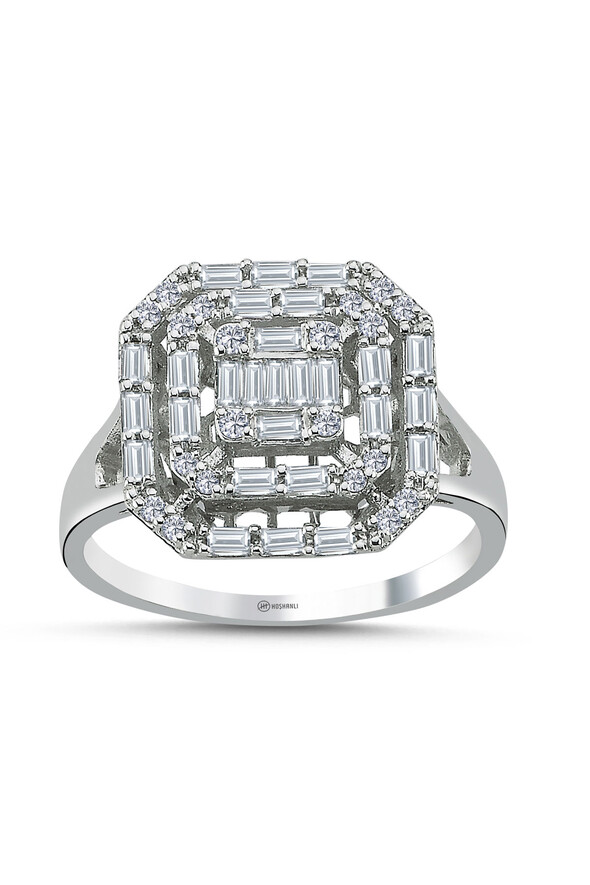 0.54 Karat Pırlanta Baget Yüzük - 