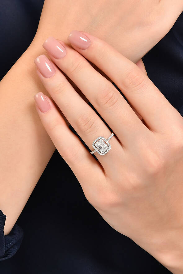 0.57 Karat Pırlanta Baget Yüzük - 2