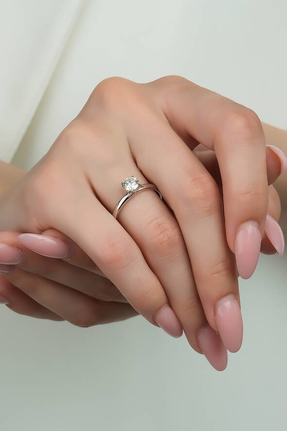 0.59 Karat Pırlanta Tektaş Yüzük - 2