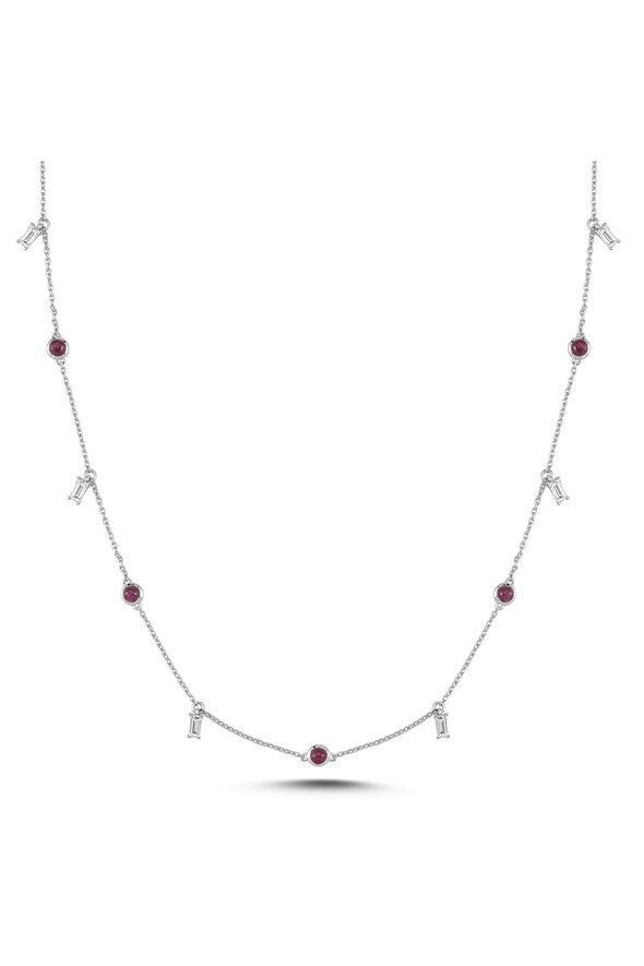 0.59 Karat Pırlanta Yakut Kolye - 