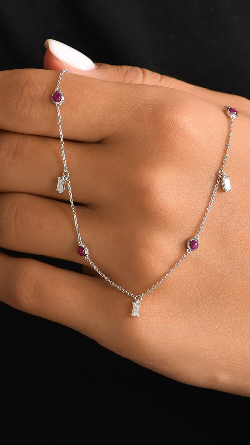 0.59 Karat Pırlanta Yakut Kolye - (1)