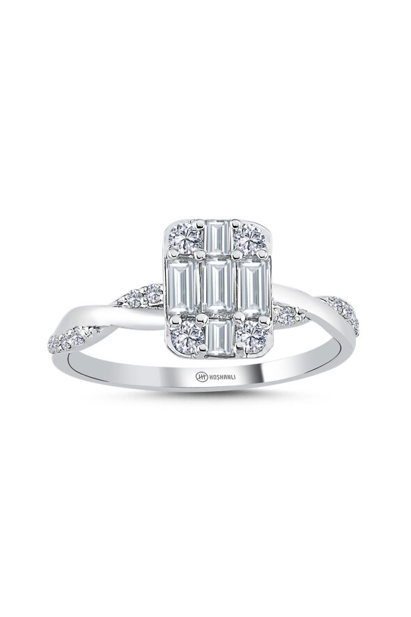 0.63 Karat Pırlanta Baget Yüzük - 