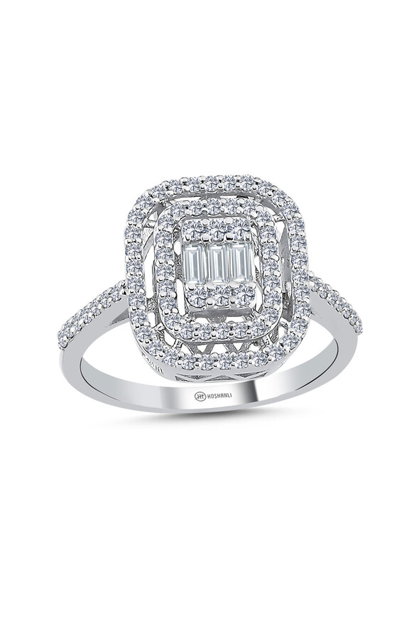 0.68 Karat Pırlanta Baget Yüzük - 