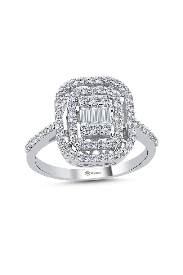 0.68 Karat Pırlanta Baget Yüzük - 1