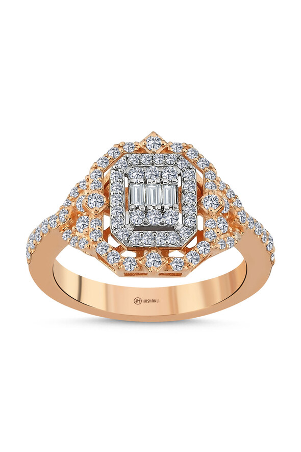 0.75 Karat Pırlanta Baget Yüzük - 