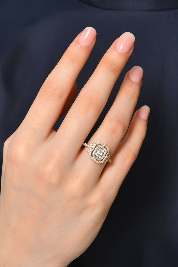 0.75 Karat Pırlanta Baget Yüzük - 2