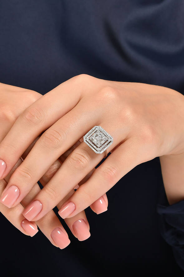 0.76 Karat Pırlanta Baget Yüzük - 2