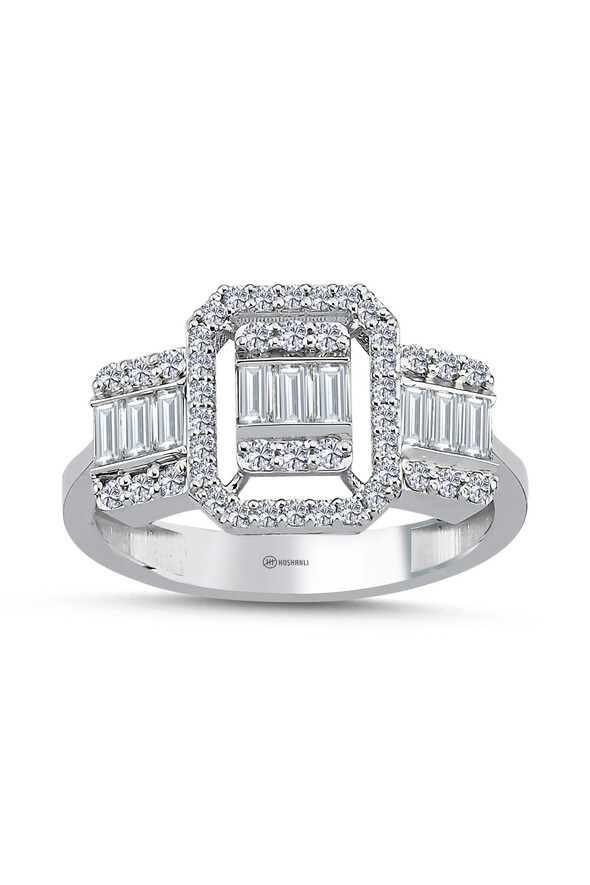 0.77 Karat Pırlanta Baget Yüzük - 1