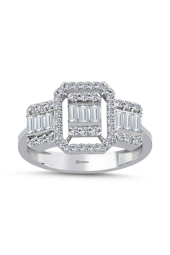 0.77 Karat Pırlanta Baget Yüzük - 1