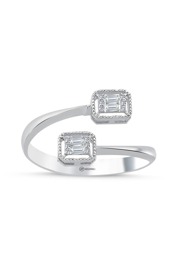 0.8 Karat Pırlanta Baget Yüzük - 