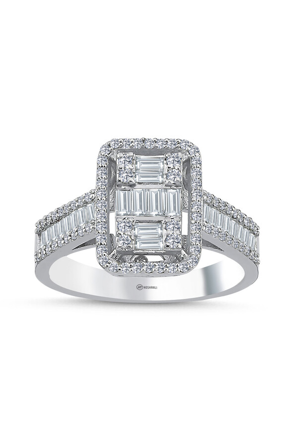 0.87 Karat Pırlanta Baget Yüzük - 