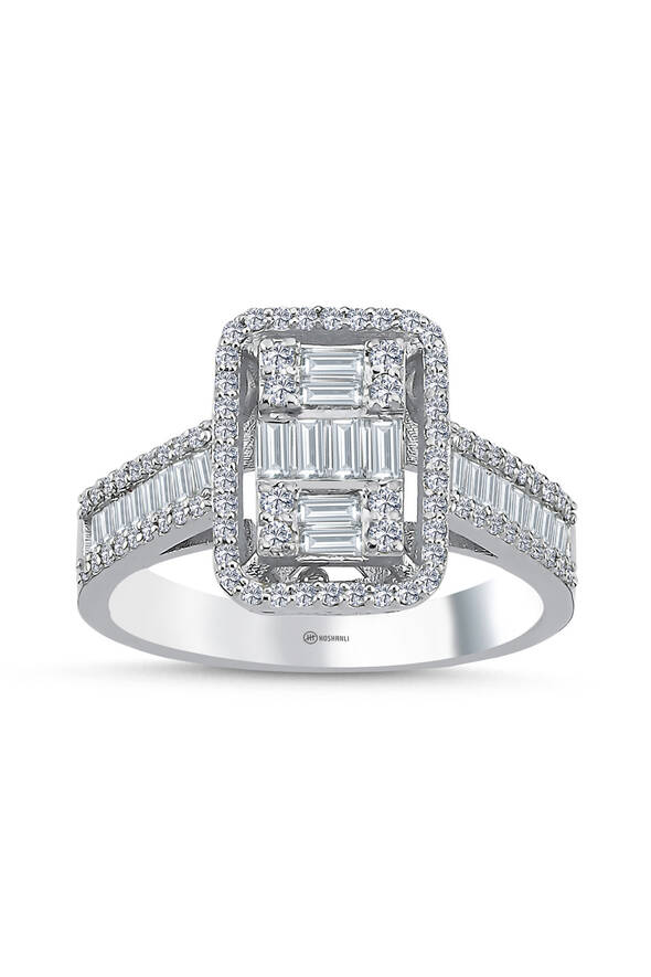 0.87 Karat Pırlanta Baget Yüzük - 1