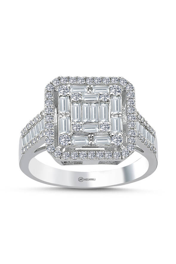 0.90 Karat Pırlanta Baget Yüzük - 1