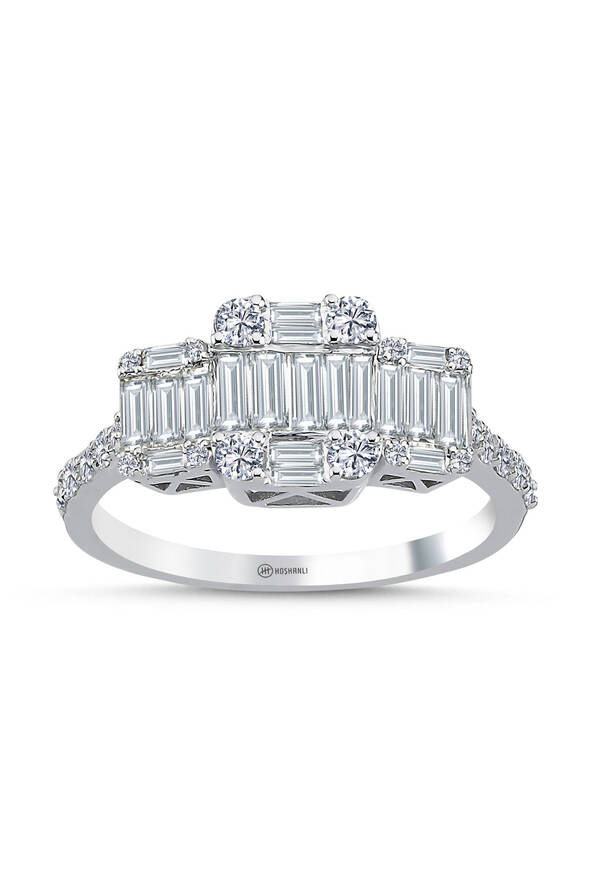 1.08 Karat Pırlanta Baget Yüzük - 1