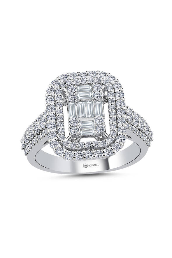 1.30 Karat Pırlanta Baget Yüzük - 1