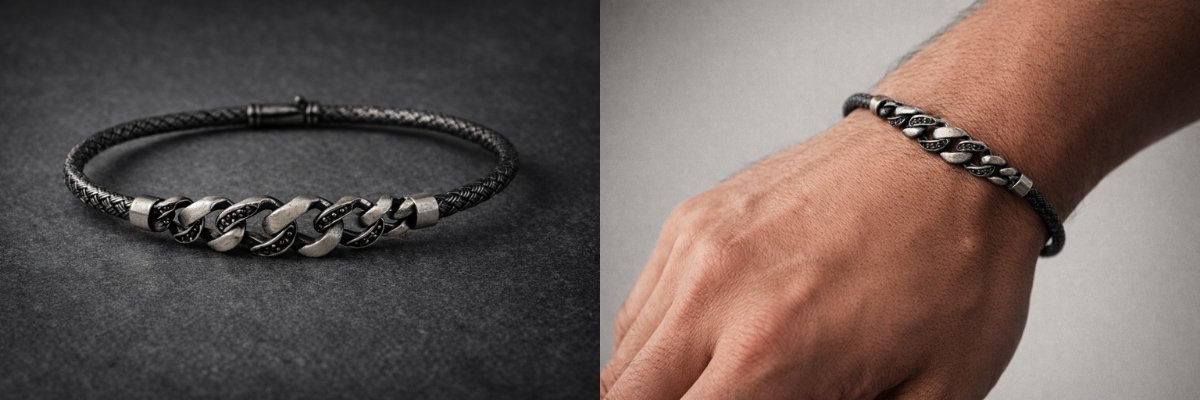 Erkekler için Sevgililer Günü gümüş bileklik hediyesi