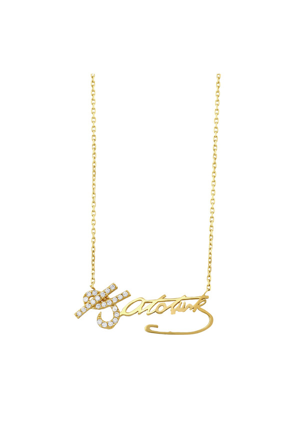 Atatürk İmzası Altın Kolye - 