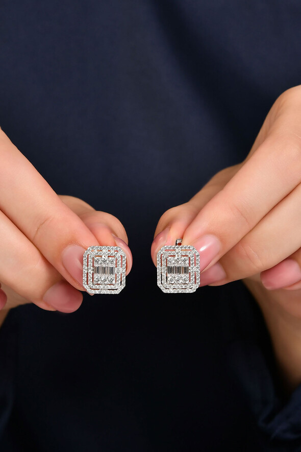 Baget Taşlı Altın Üçlü Set - 3