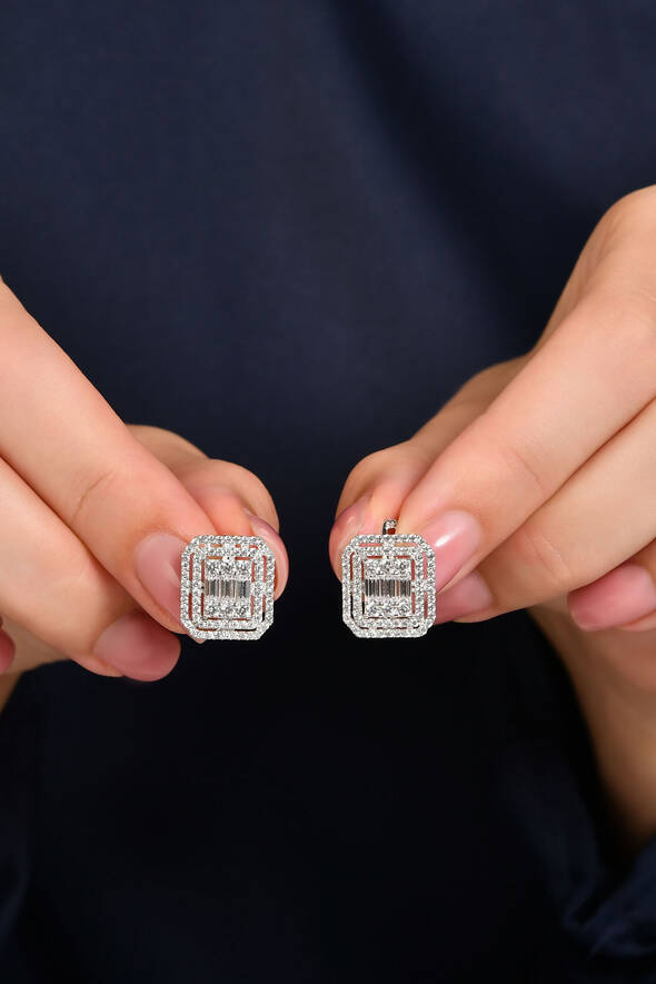 Baget Taşlı Altın Üçlü Set - 3