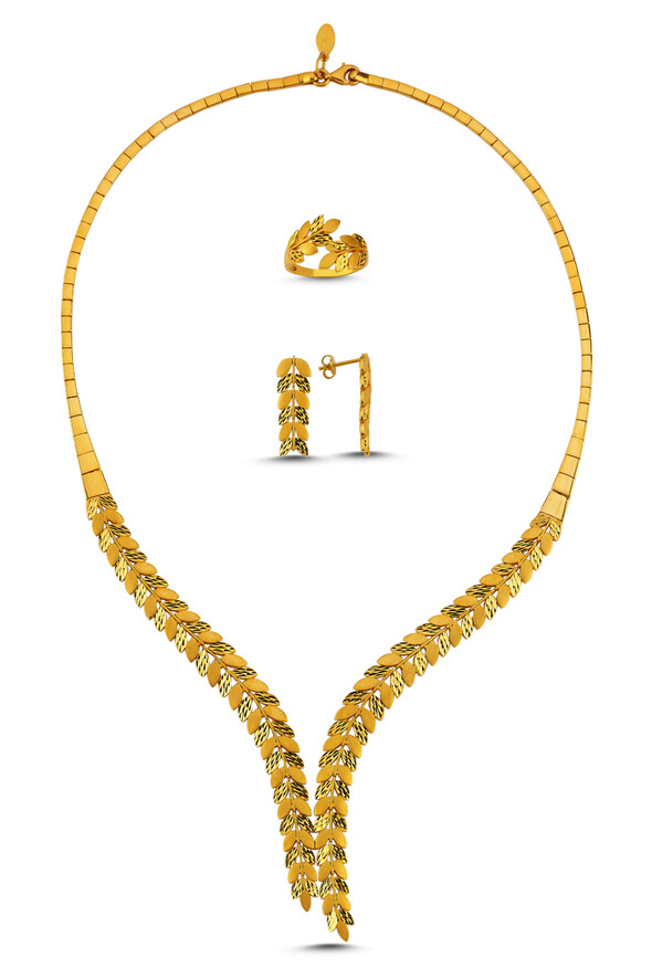 Başak Modeli Altın Üçlü Set - 