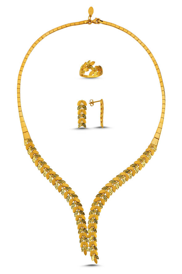 Başak Modeli Altın Üçlü Set - 1