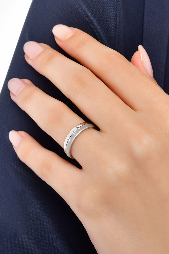 Beyaz Altın Taşlı Alyans - 2