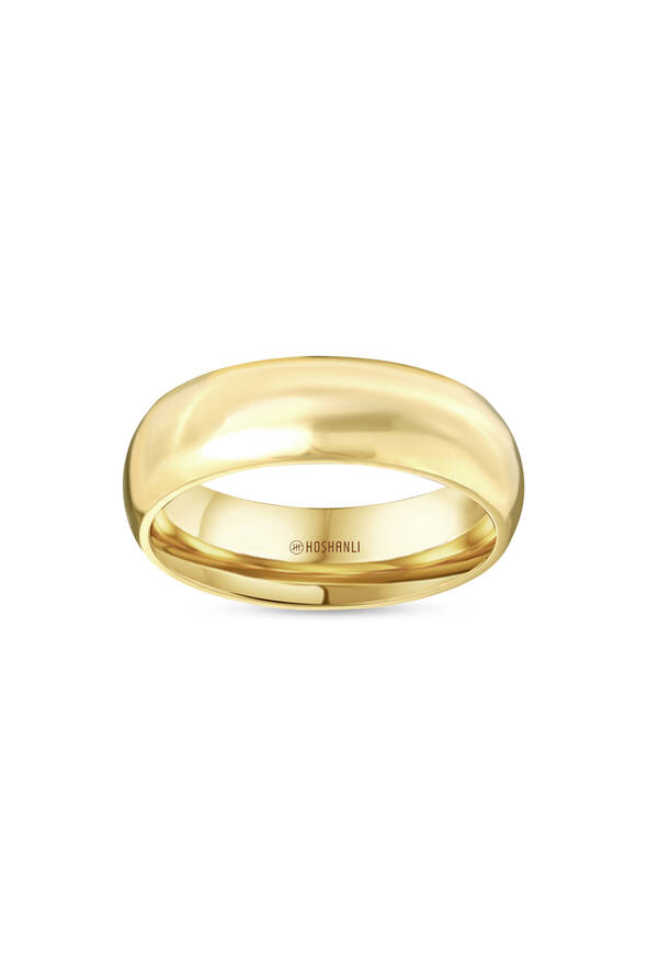 Bombeli Geniş Yüzey Altın Alyans - 1