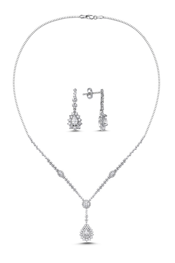 Damla Taşlı Altın Set - 