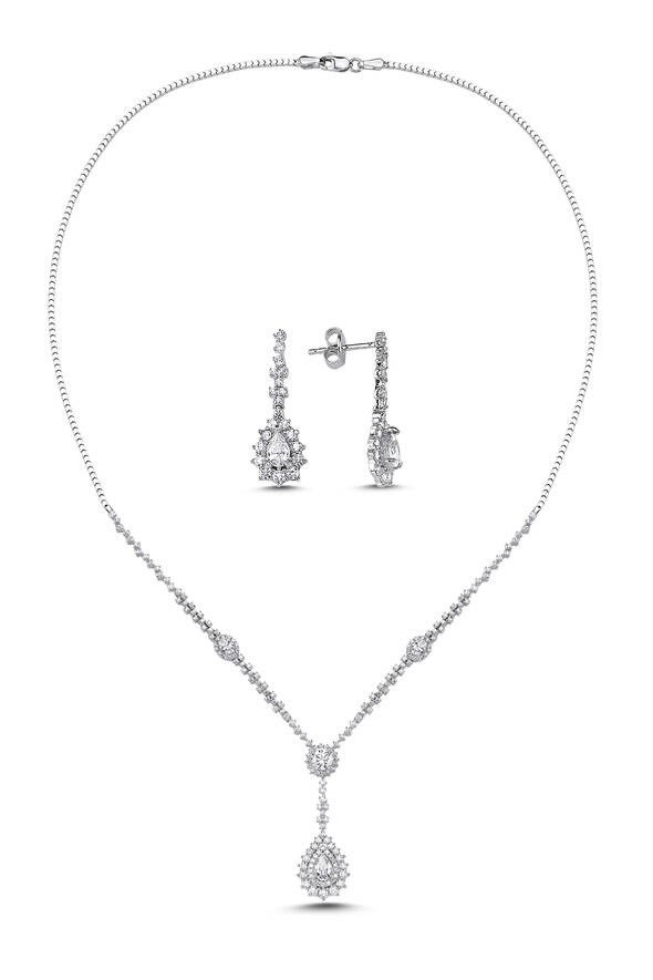 Damla Taşlı Altın Set - 1