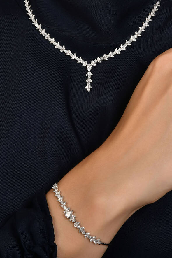 Damla Taşlı Altın Üçlü Set - 2