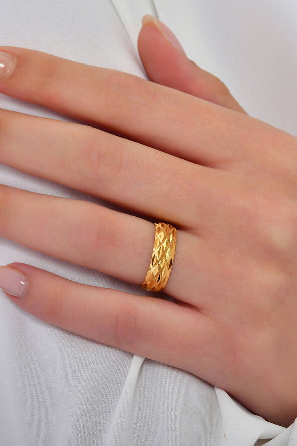 Desenli Altın Alyans - 2