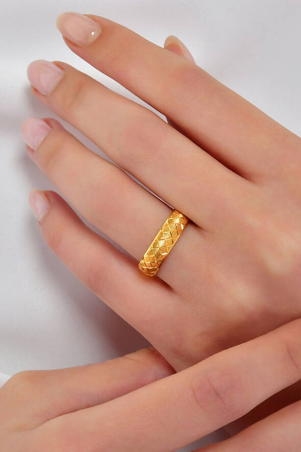 Desenli Altın Alyans - 2