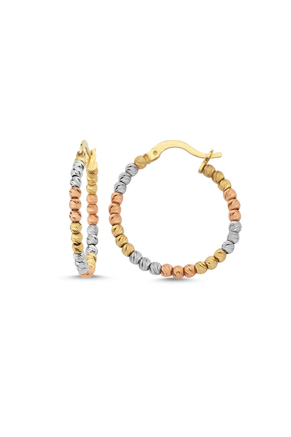 Dorika Toplu Altın Halka Küpe - 