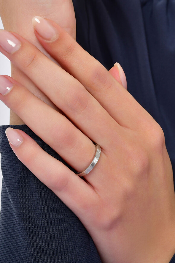 Düz Model Beyaz Altın Alyans - 2