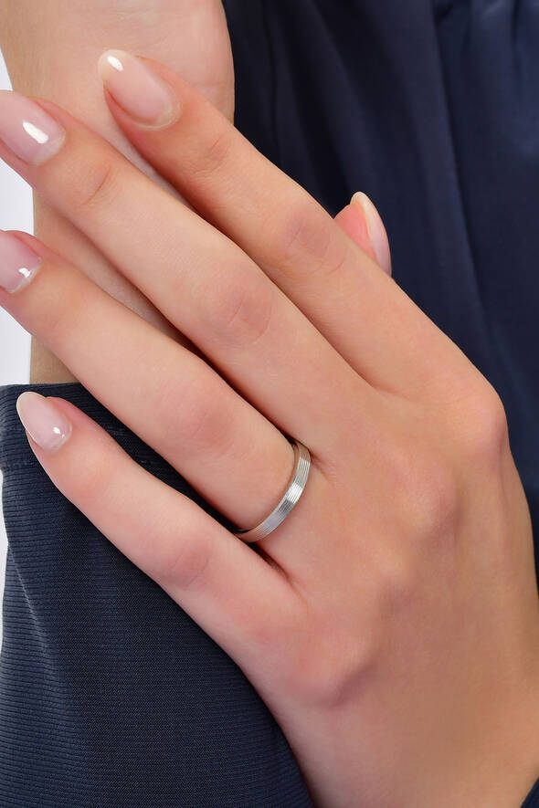 Düz Model Beyaz Altın Alyans - 2