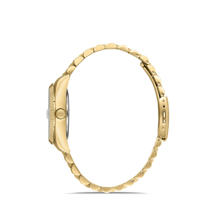 Gold Kasa & Kordonlu Kırmızı Kadranlı Kadın Kol Saati - 3