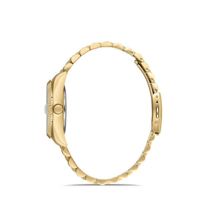 Gold Kasa & Kordonlu Kırmızı Kadranlı Kadın Kol Saati - 3