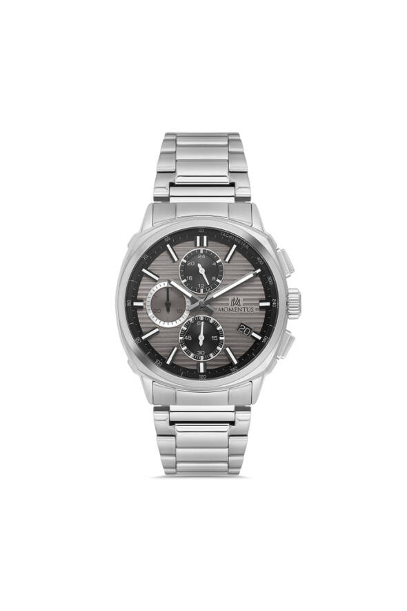 Gri Kadranlı Çelik Kronograf Erkek Kol Saati - 1