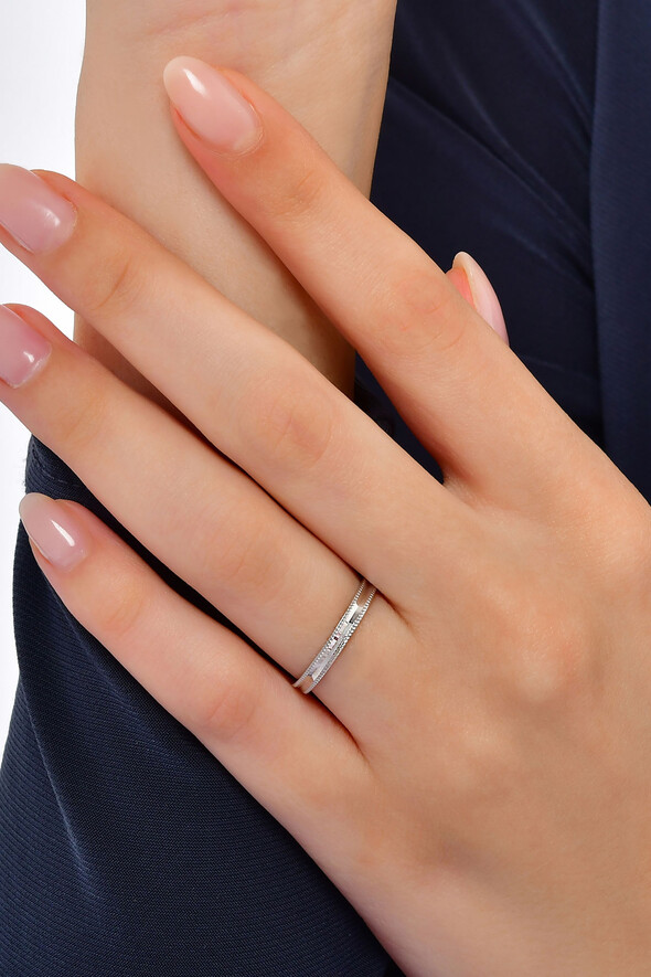 İnce Beyaz Altın Alyans - 2