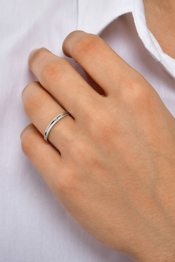 İnce Beyaz Altın Alyans - 2