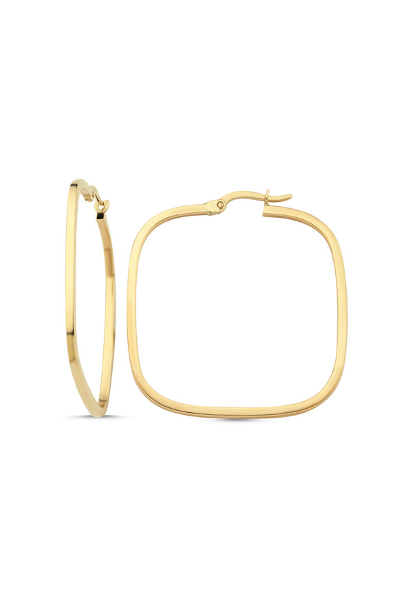 Kare Halka Altın Küpe - 