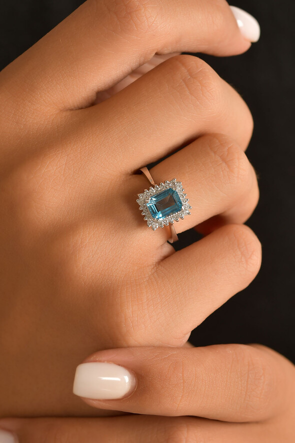 Mavi Topaz İkili Pırlanta Set - 2