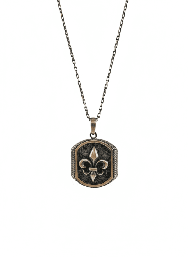 Motifli Erkek Gümüş Kolye - 1